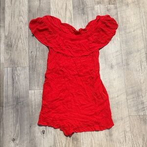 Red Off-Shoulder Romper